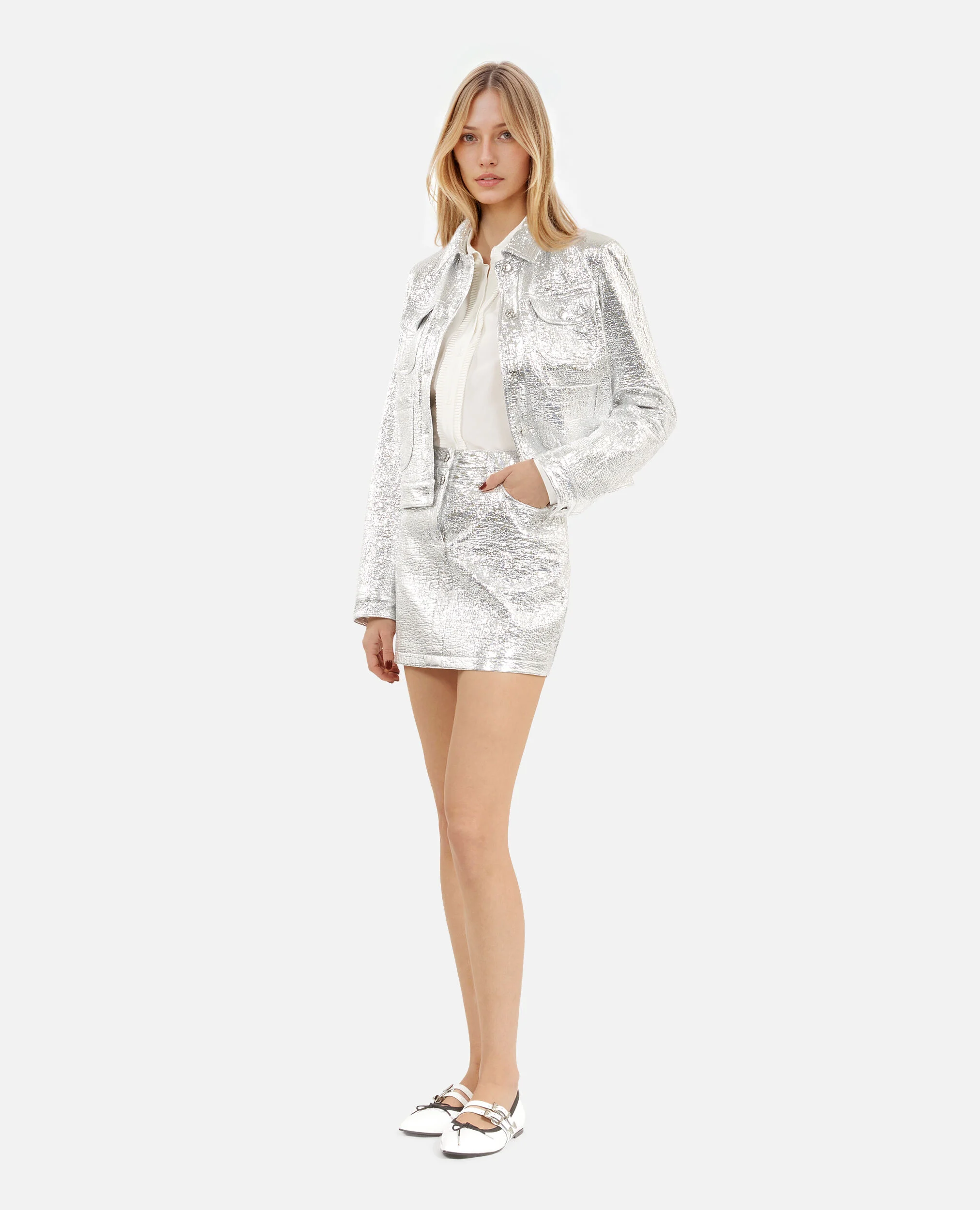 Veste courte argentée