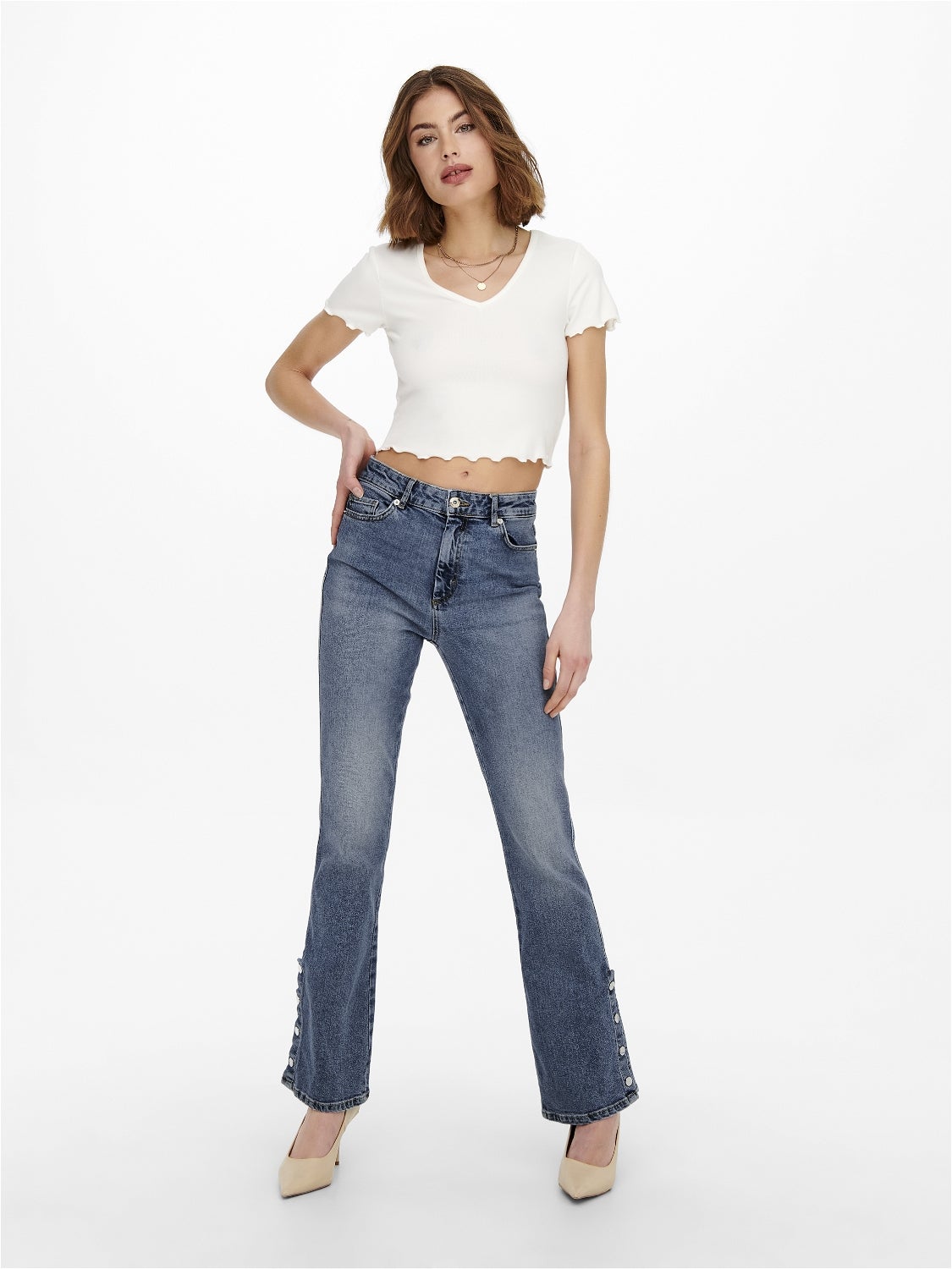 ONLHAILEY Hohe Taille Slim Fit Jeans Light Blue Denim