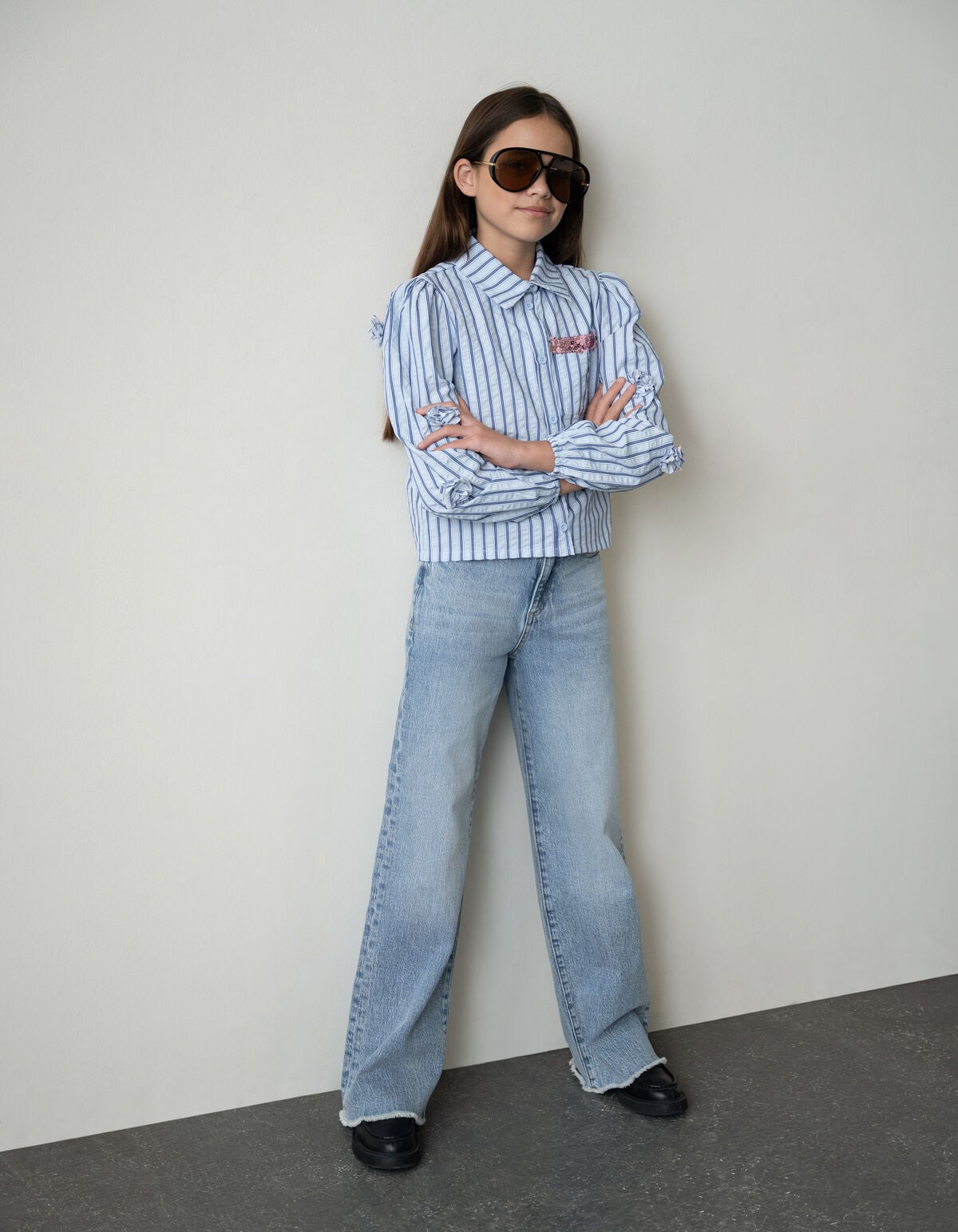 Denim Wide Leg Jeans Blauw