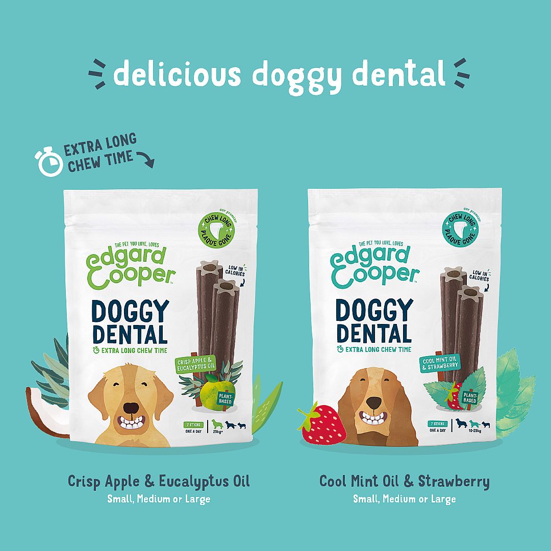 Edgard & Cooper Doggy Dental Sticks Frisse Muntolie en Aardbei