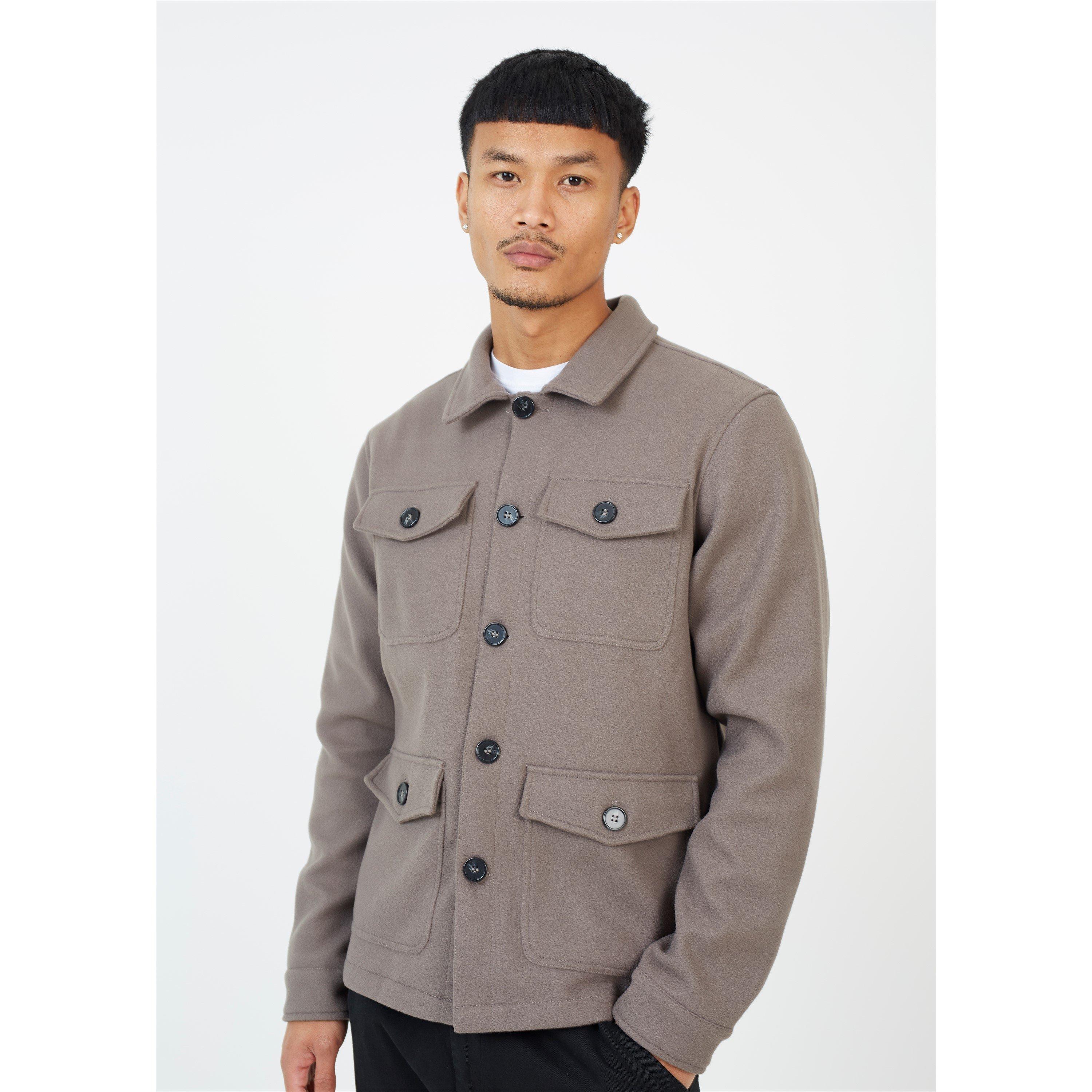 Brave Soul Four Pocket Faux Wool Shacket