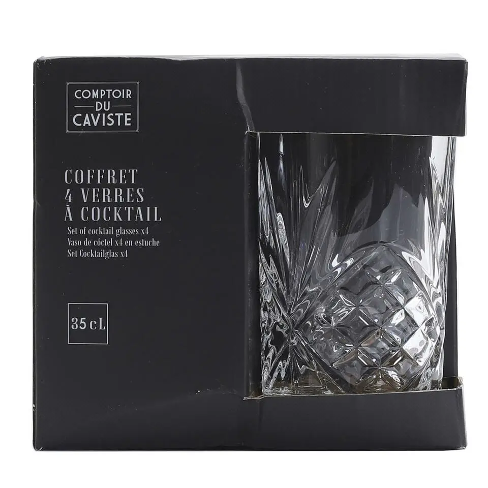 Cook Concept Drinkglazen - Luxe relief - glas - 4x stuks - 350ml