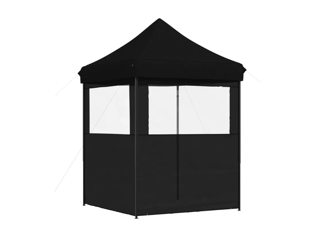 Tente de réception pliable escamotable 2 parois latérales noir