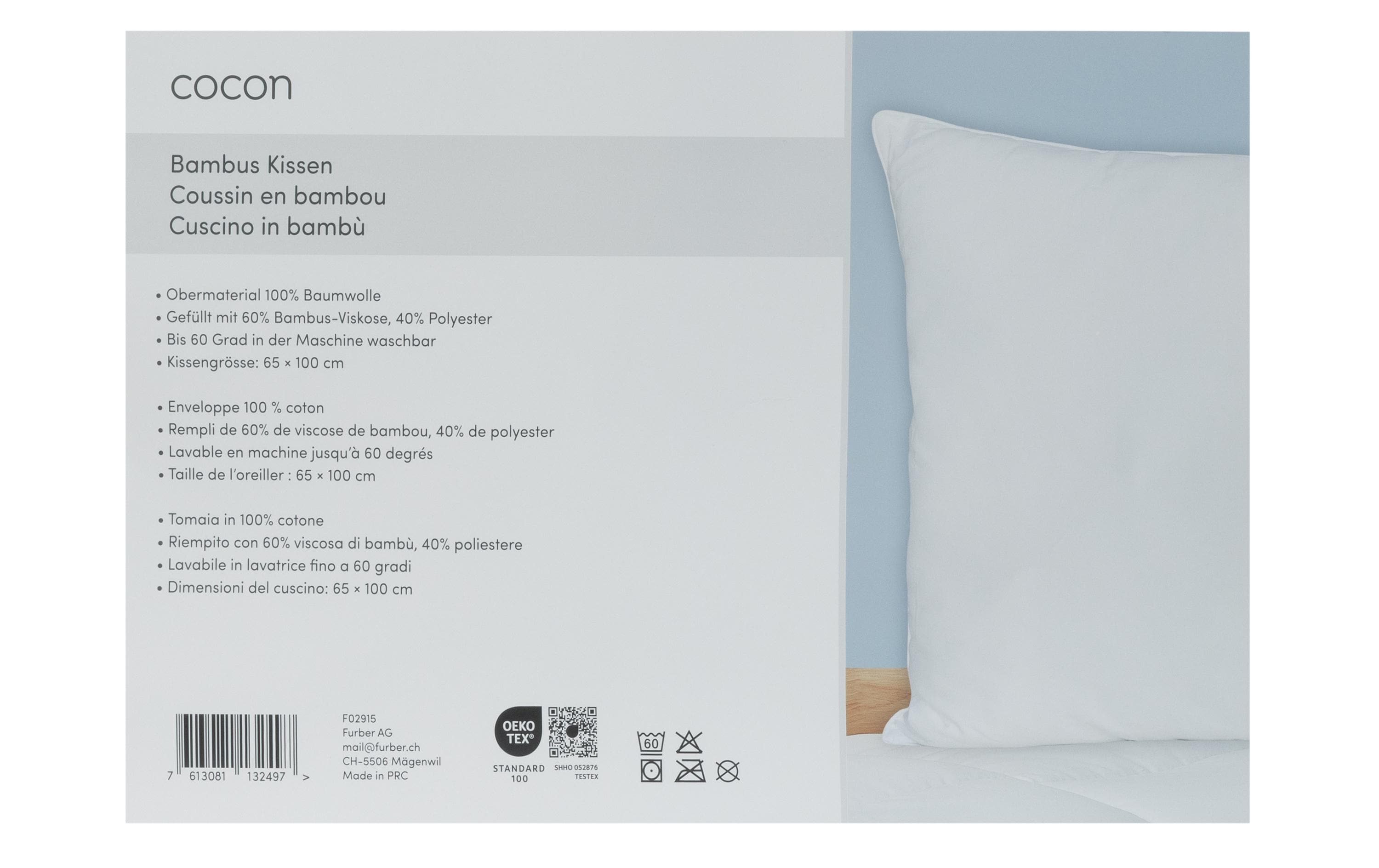 Klassisches Kopfkissen Bambus, 65 x 100 cmKopfkissen