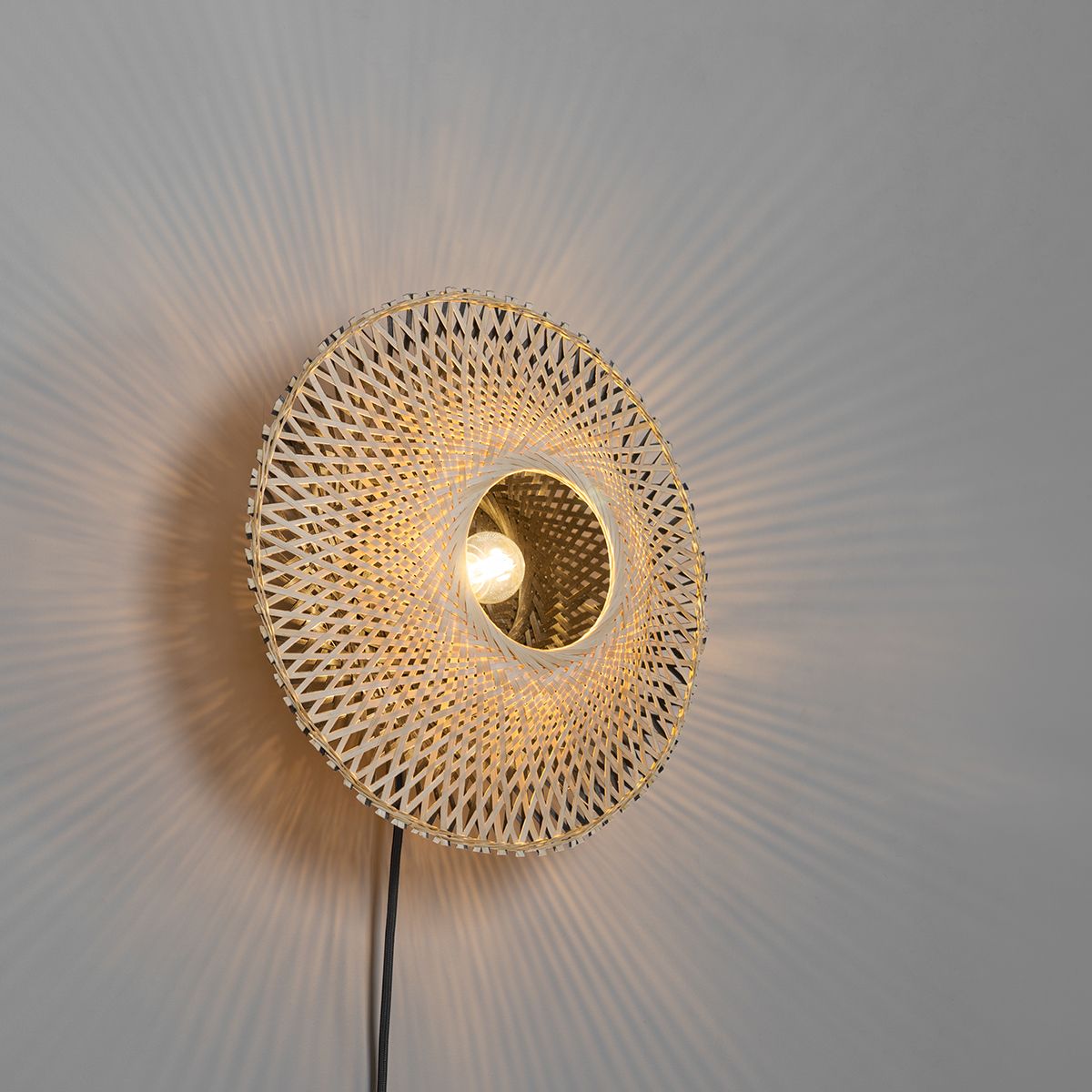 Smart wandlamp bamboe 30 cm met stekker incl. Wifi P45 - Rina