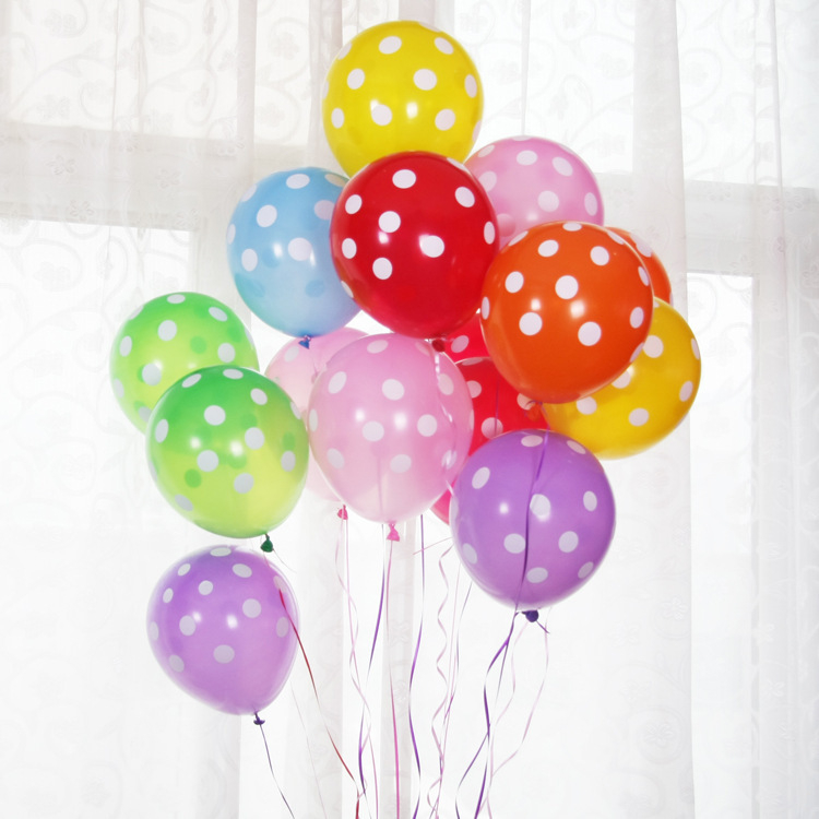 (100er Set) Ø30cm Party Deko Ballons Latex Luftballons mit Punkten - Bunt