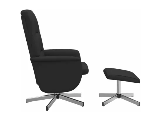 Fauteuil inclinable avec repose-pied noir tissu