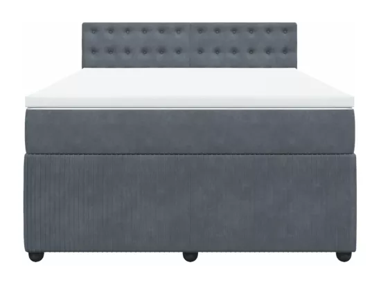 Sommier à lattes de lit et matelas Gris foncé 140x190cm Velours