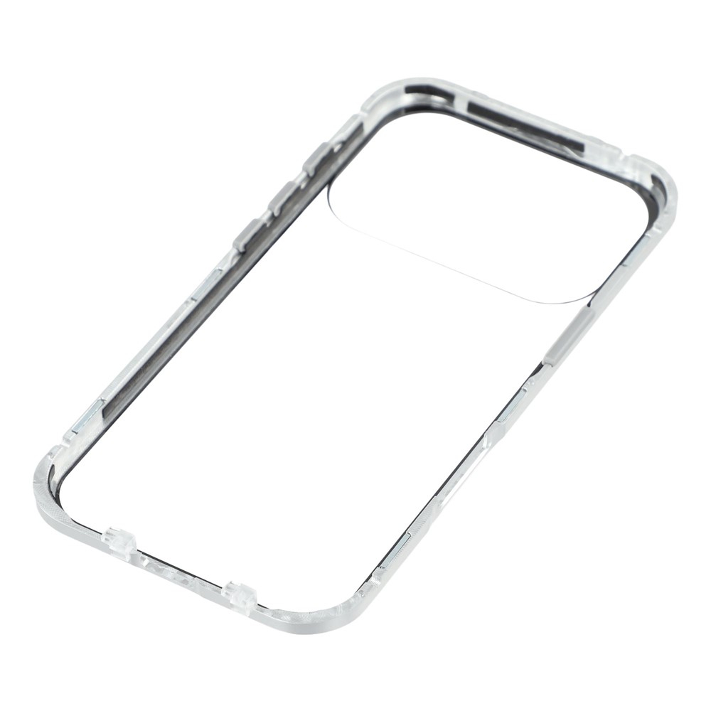 iPhone 17 Pro Max Magnetische Alu Schutzhülle mit Panzer Glas Backcover   Displayschutz (Magnet-Technologie) - Silber