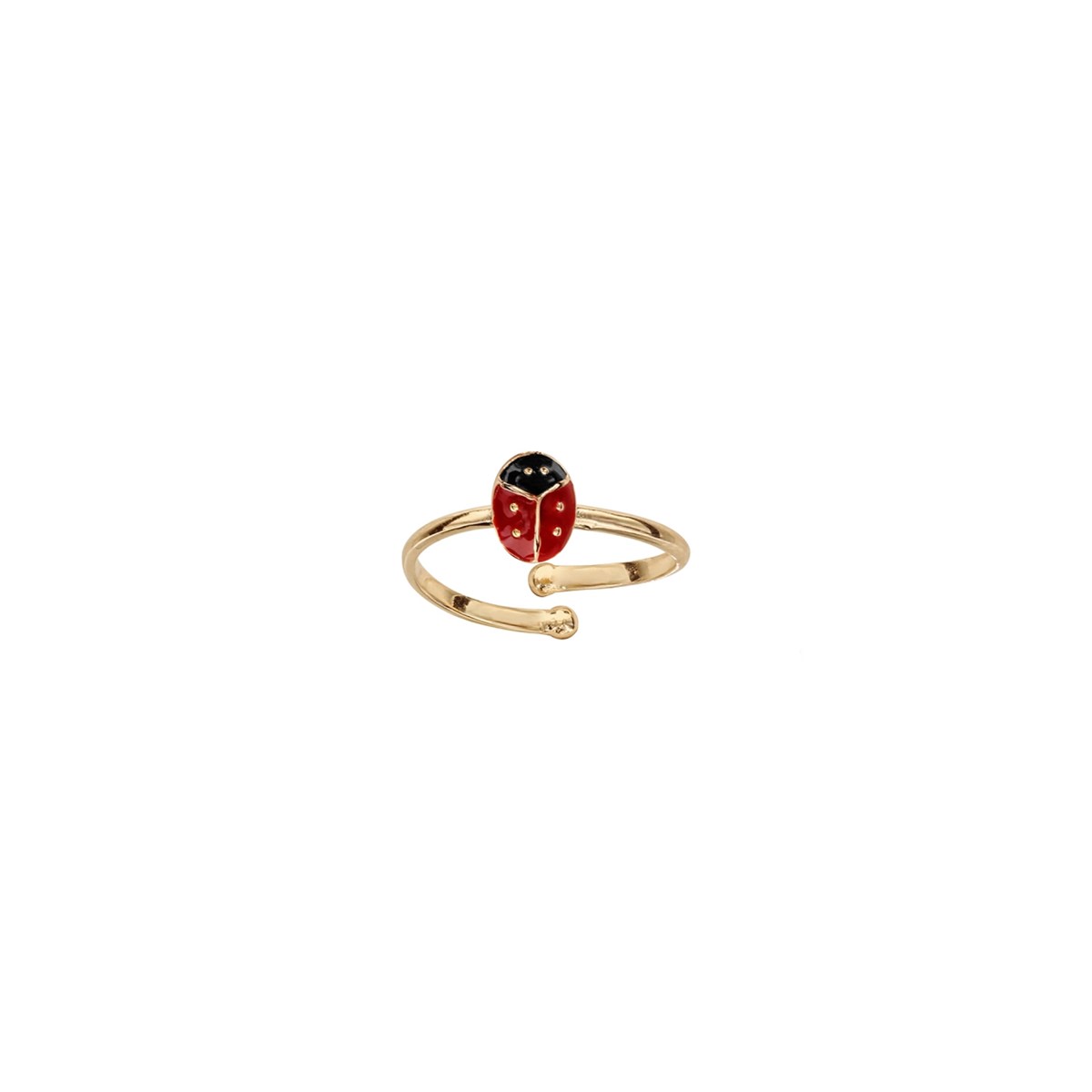 Bague Coccinelle réglable - Plaqué or