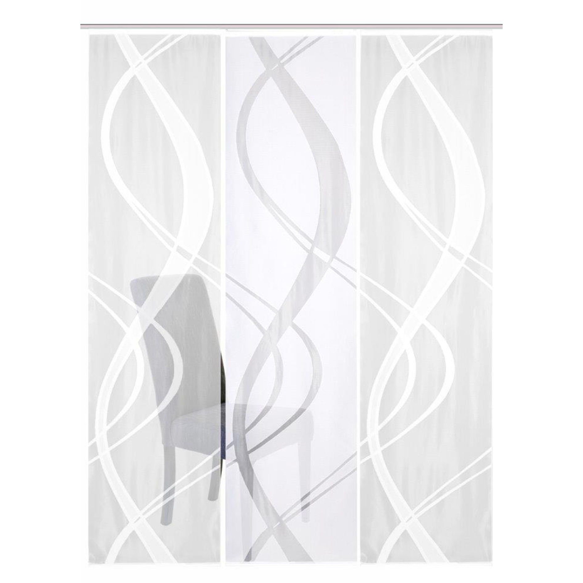 3-teiliges Schiebevorhang-Set TIBASO - transparent-weiß - je 57x245 cm