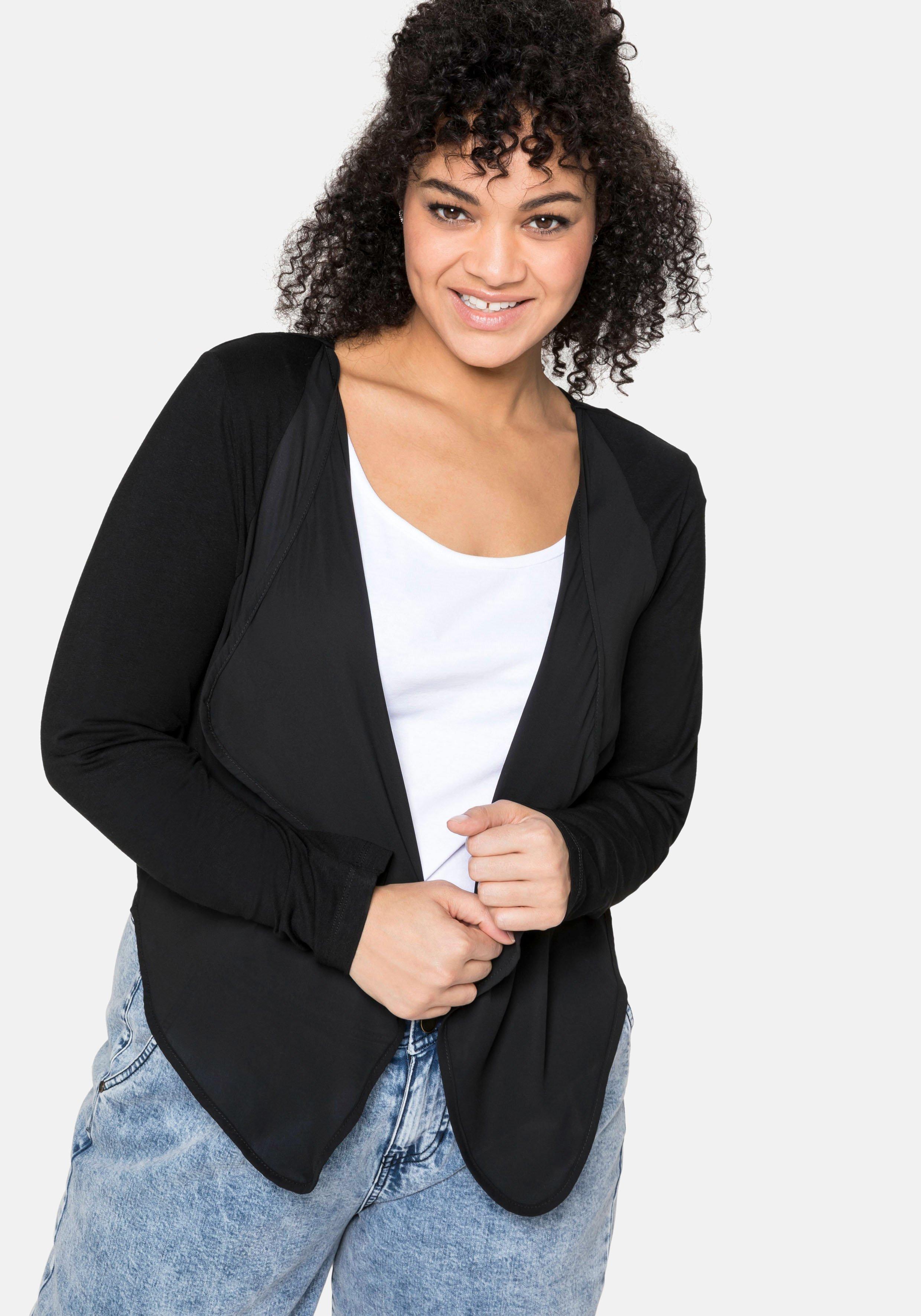 Bolero im Materialmix, mit Zipfelsaum