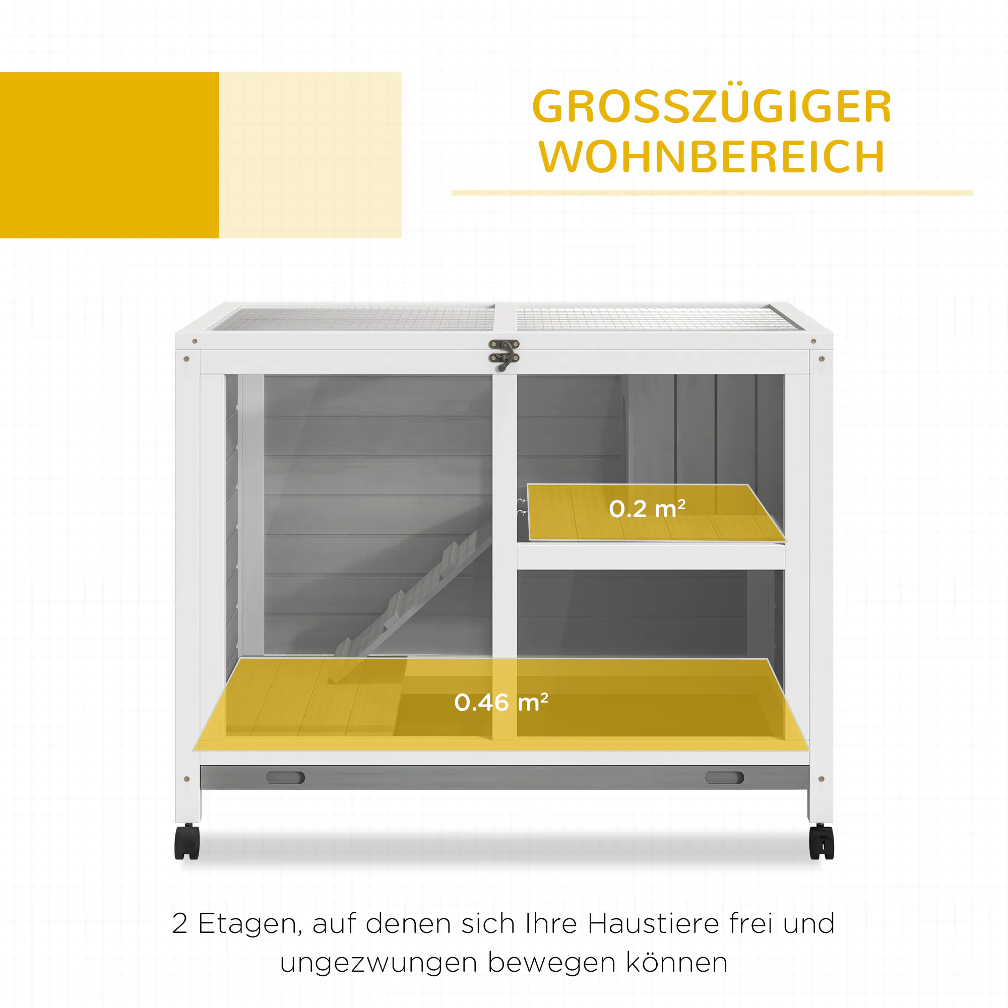 PawHut Kleintierstall mit Rollen 91,5 x 53,3 x 73 cm (LxBxH)