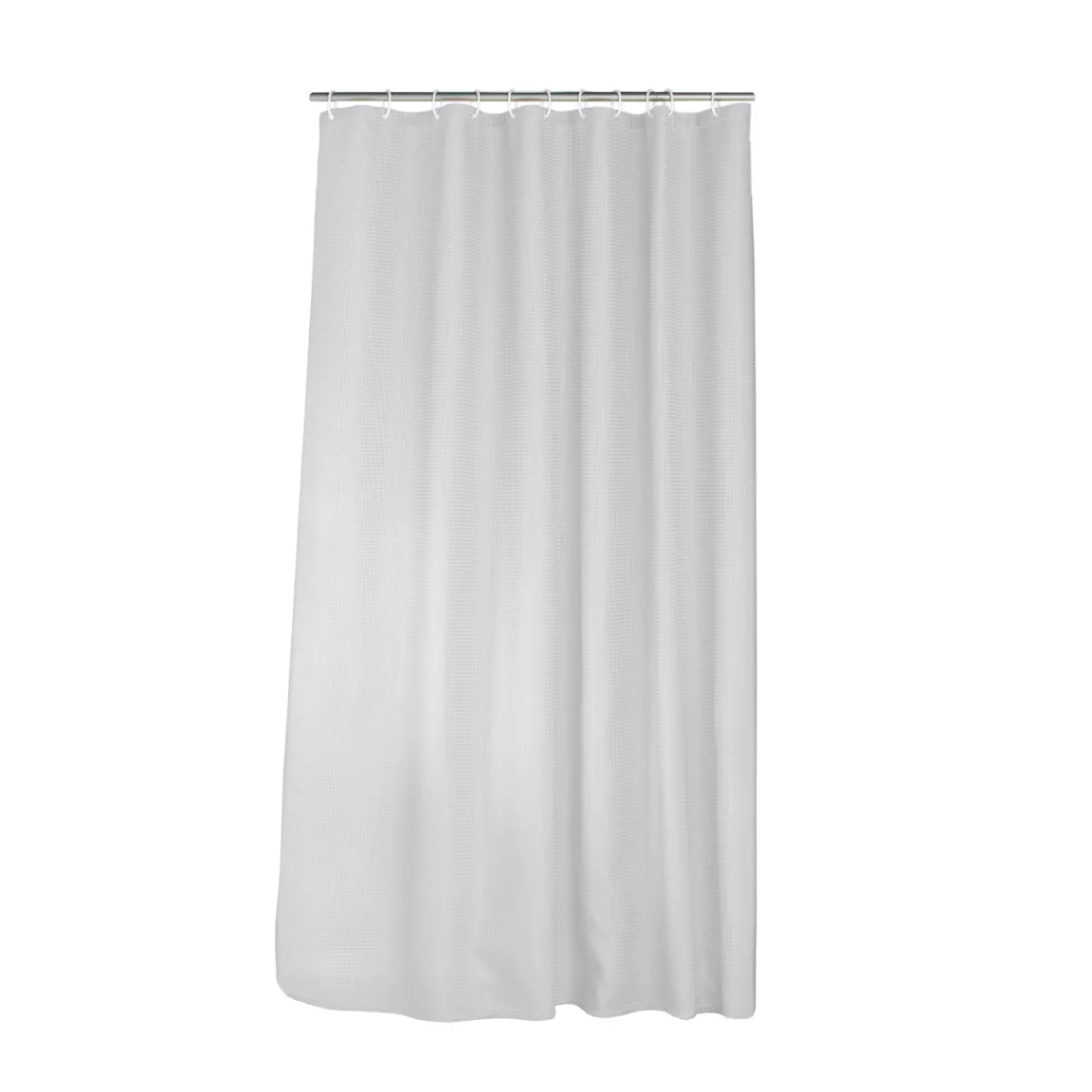 Rideau de douche effet tissé à anneaux (180 x 200 cm) Quartz Blanc