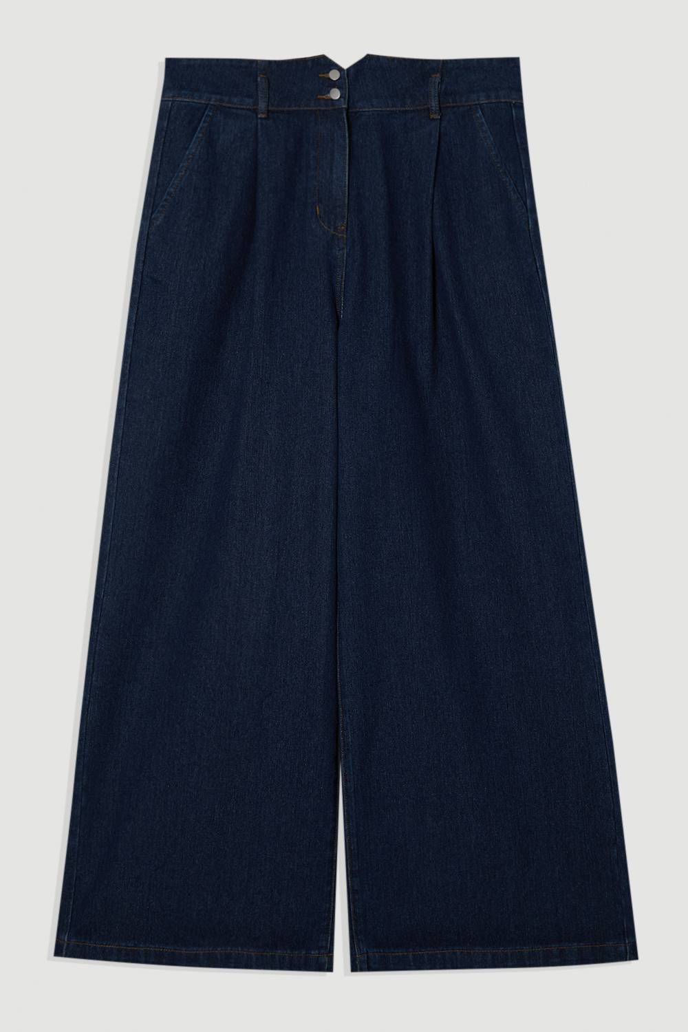 KarenMillen Pantalon en denim grande taille à jambes larges