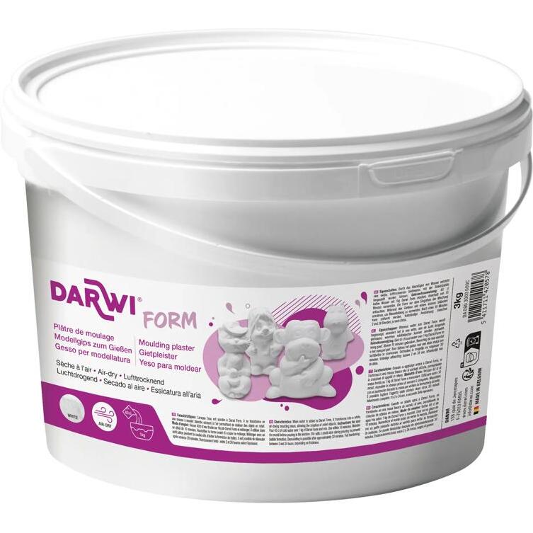 DARWI Seau de 3 kg de plâtre de moulage blanc