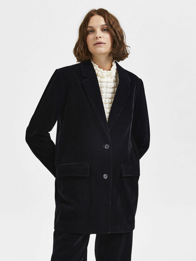 Selected Femme SLFVELVA LS BLAZER B Sort