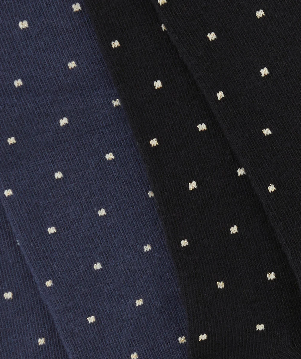 LOT DE 2 PAIRES DE COLLANT NOIR ET BLEU AVEC DÉTAILS COULEUR DORÉS