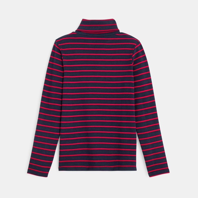 T-shirt col roulé rayé rouge garçon