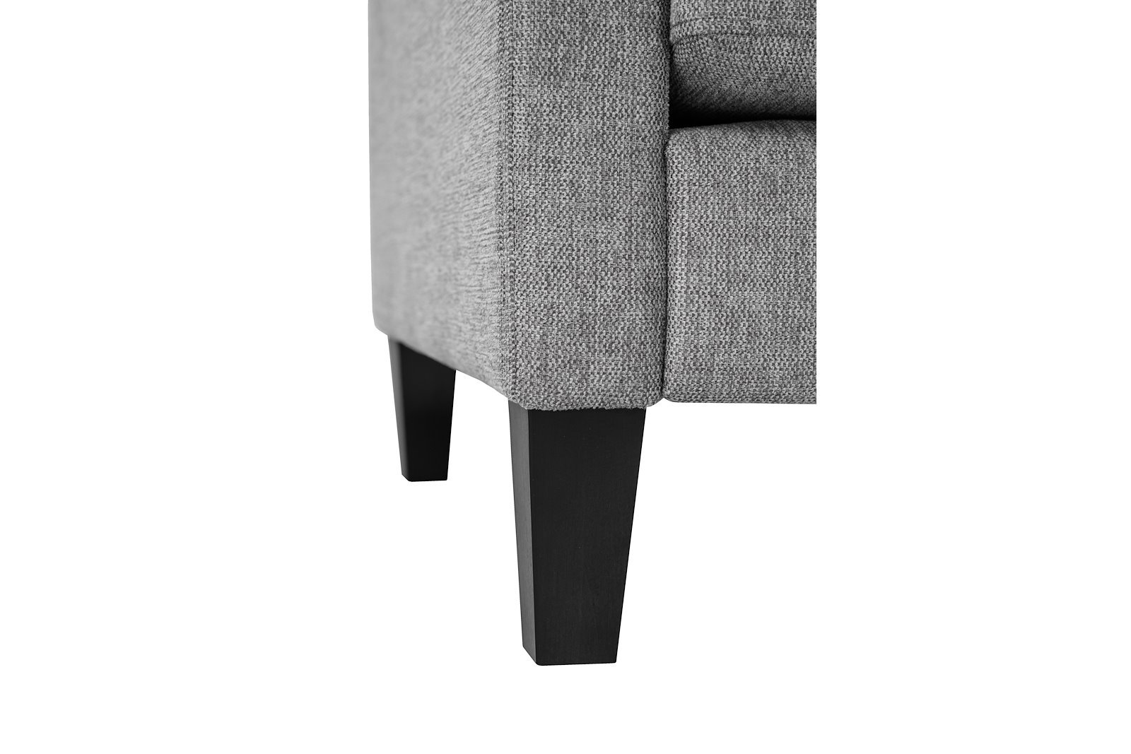 Hedda hjørnesofa 23 Tekstil Brego 3 Grey med sorte ben (nr. 6) og 9cm arm (C).