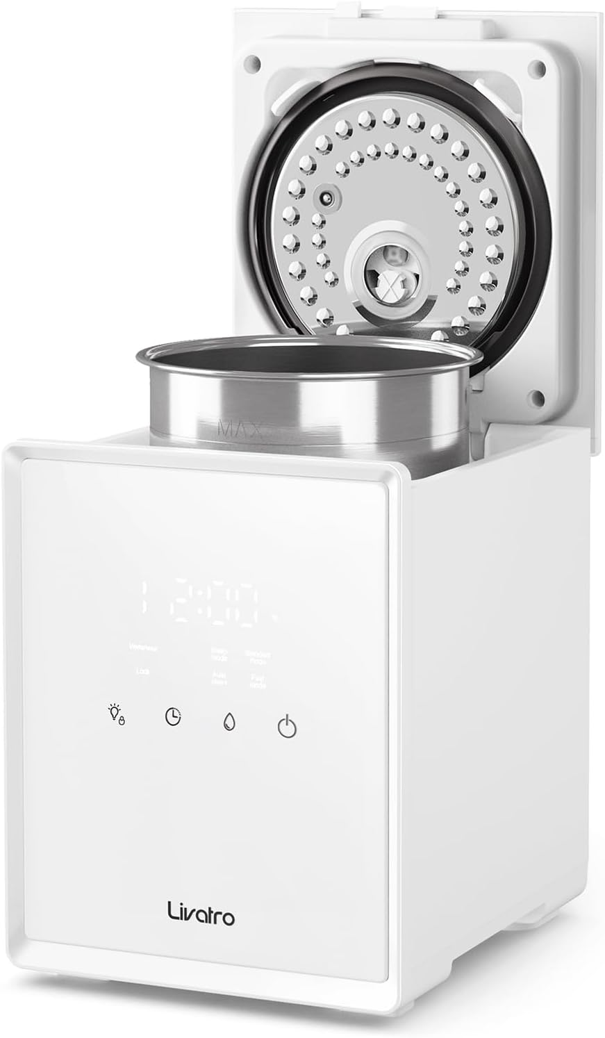 Luftbefeuchter Schlafzimmer Top-Fill, 3L Edelstahl Warmnebel Luftbefeuchter, Reduziert 99,97% der Bakterien, Für Schlafzimmer und Wohnzimmer, Spülmaschinenfest Humidifier,mit Schlafmodus