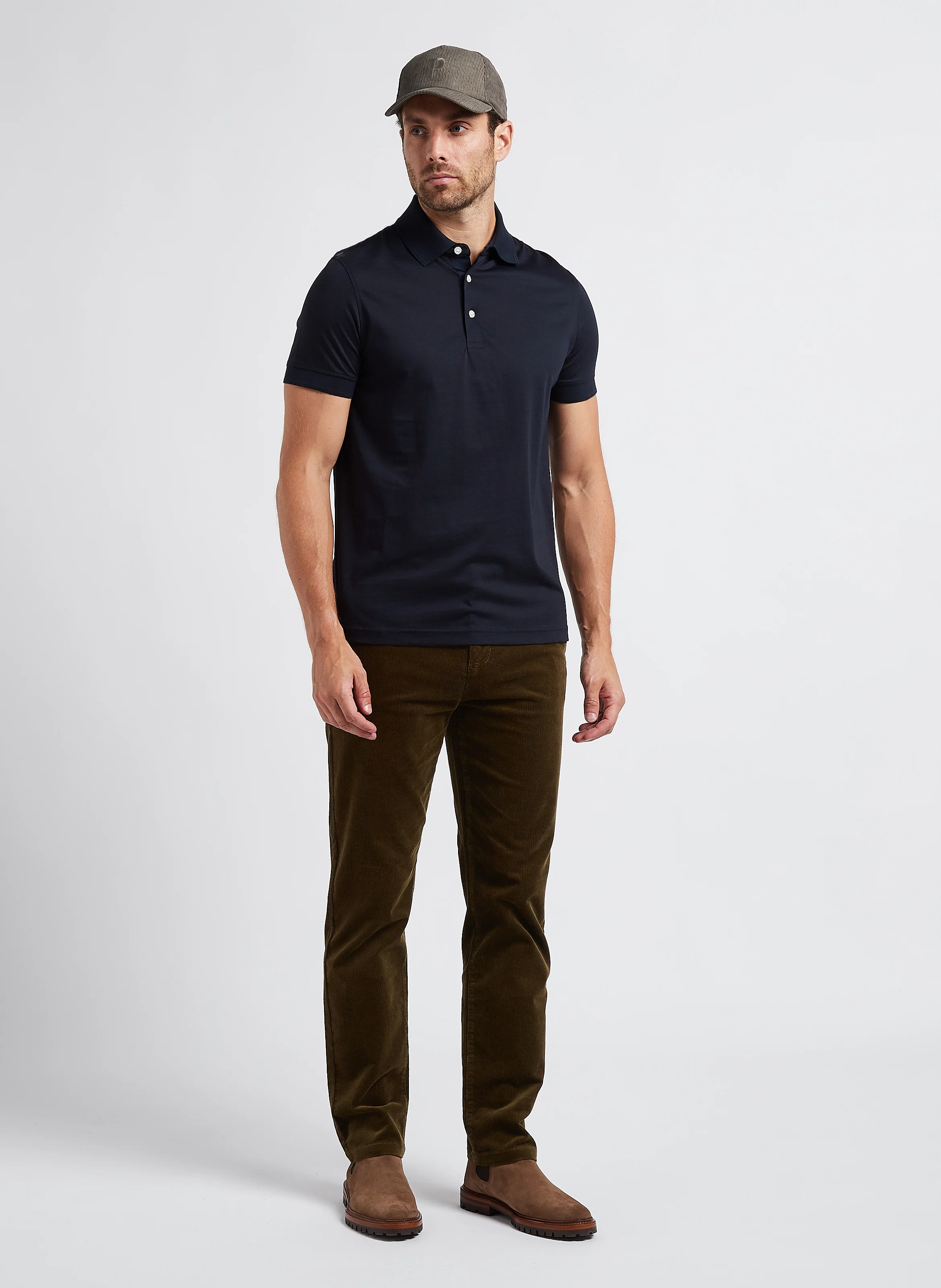 Polo droit en coton| Bleu
