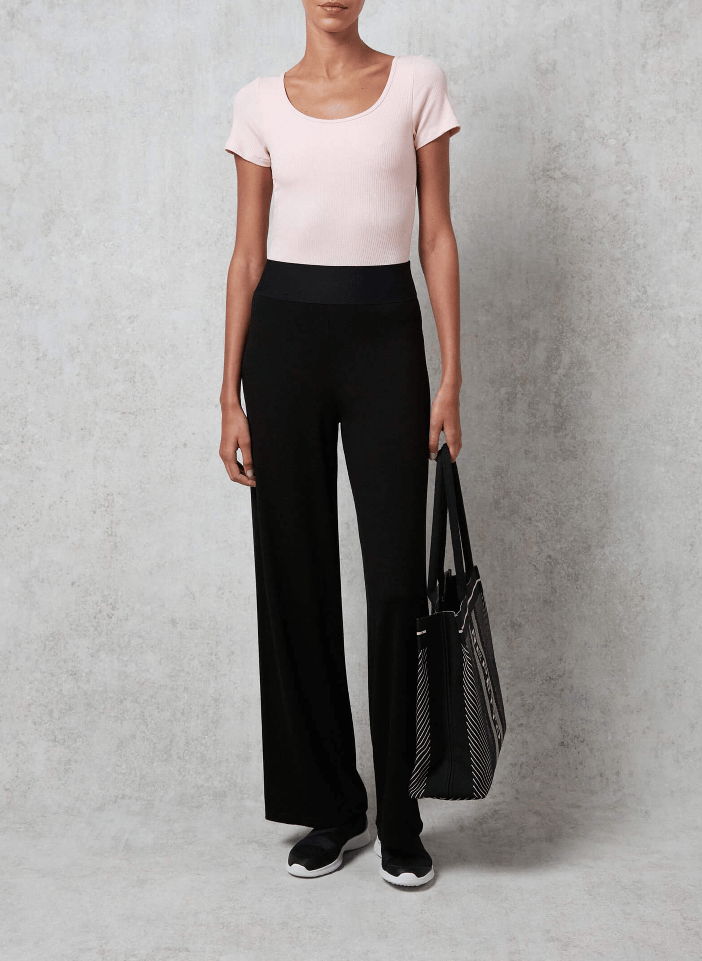 Pantalon large taille haute | Noir