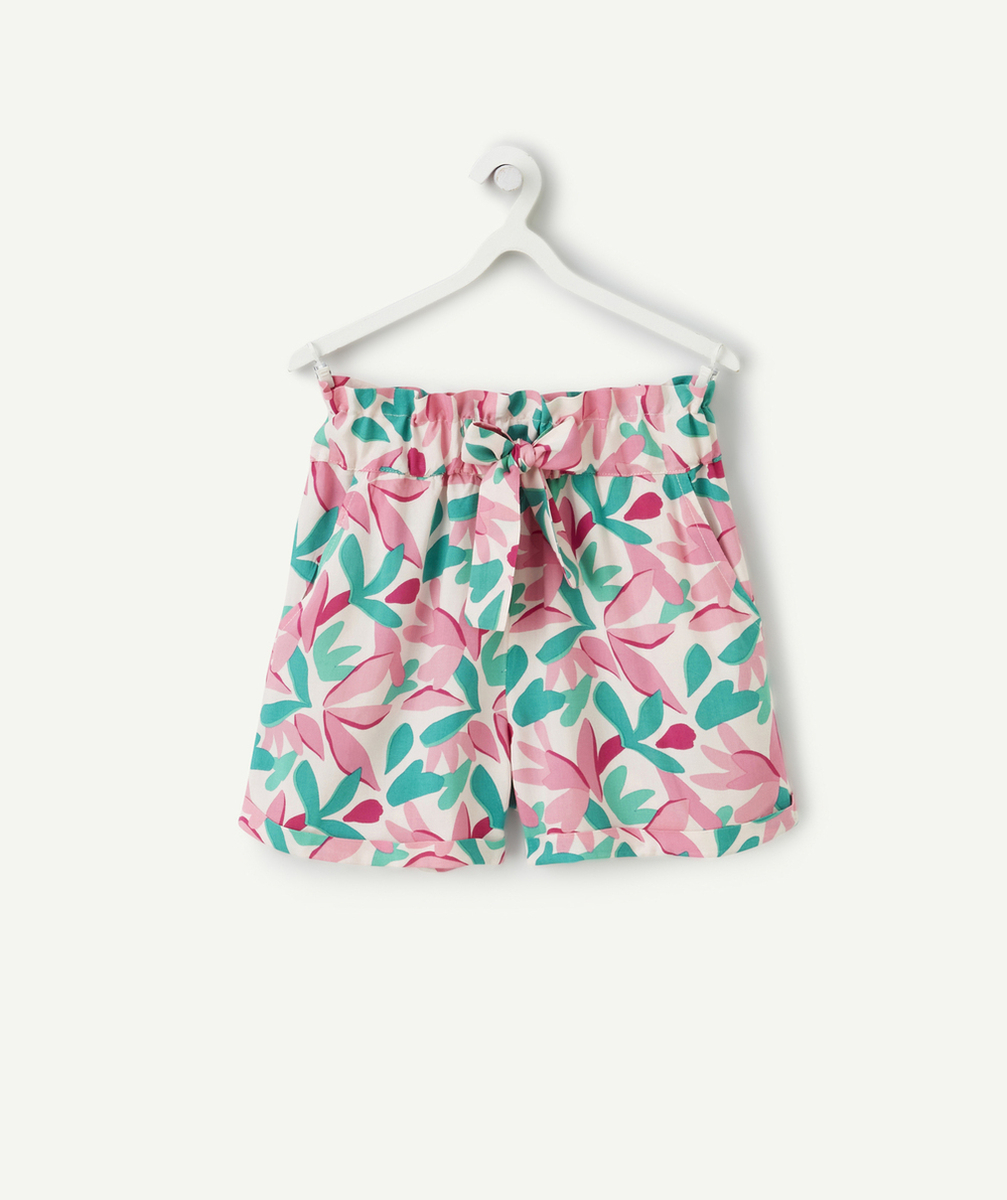 short fluide fille en viscose responsable rose imprimé fleurs