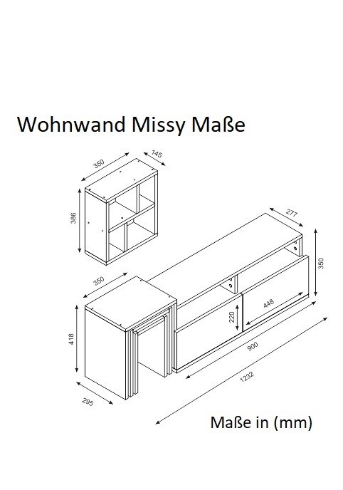 Wohnwand Missy Weiß Walnuss