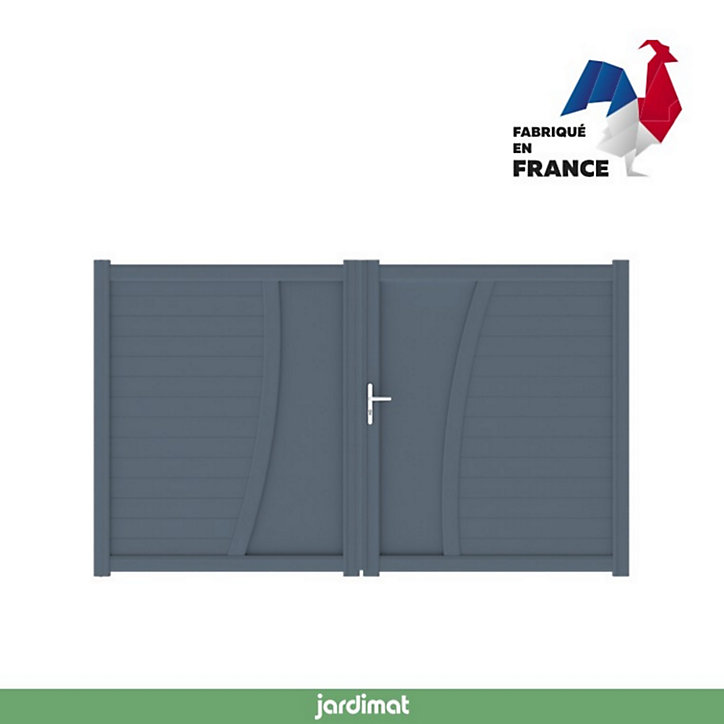 Portail Jardimat battant aluminium Emagny gris anthracite - 300 x h.180 cm