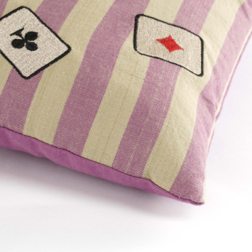Kussen streep kaartenspel lila 35 x 25 cm