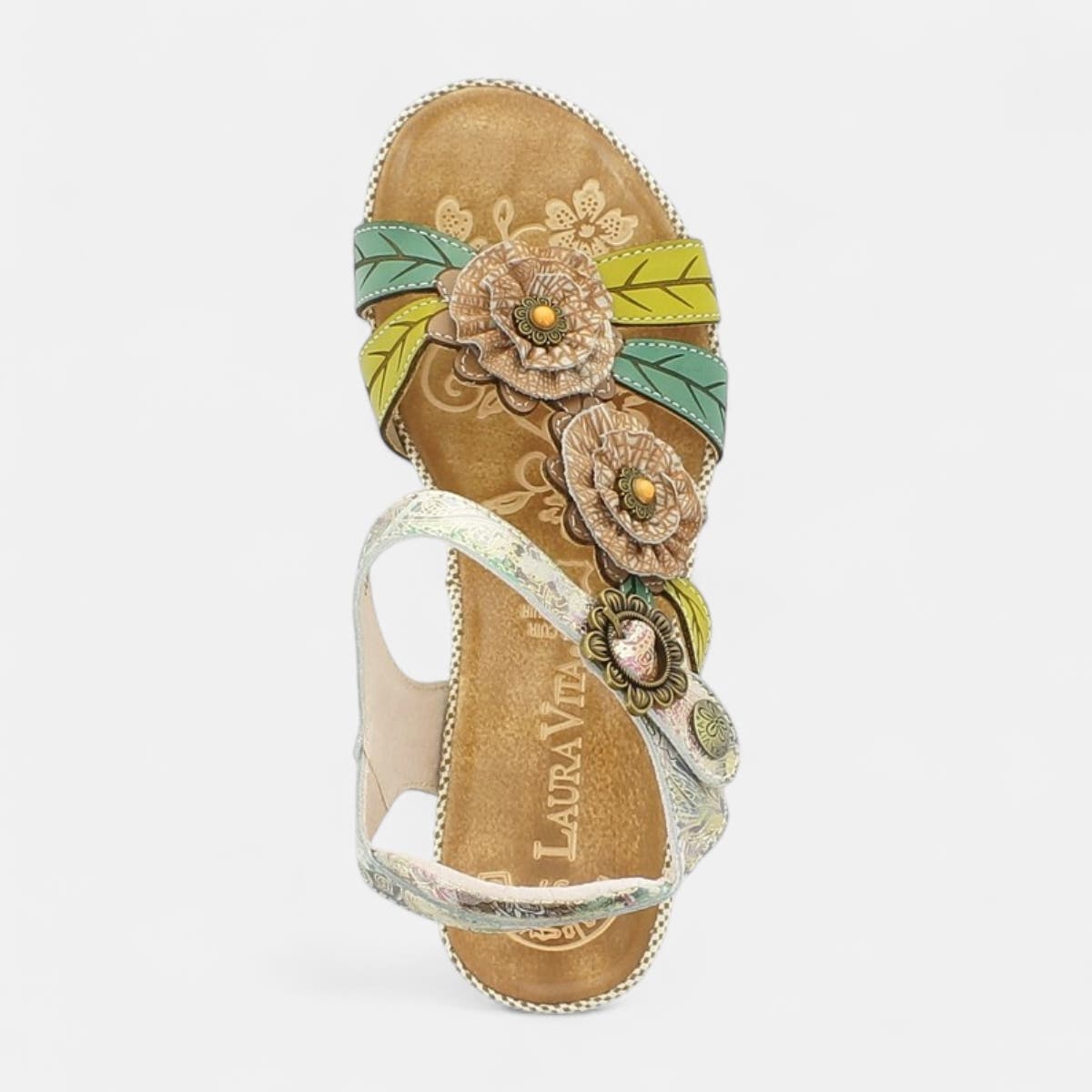 Sandales à talon compensé Femme en cuir beige