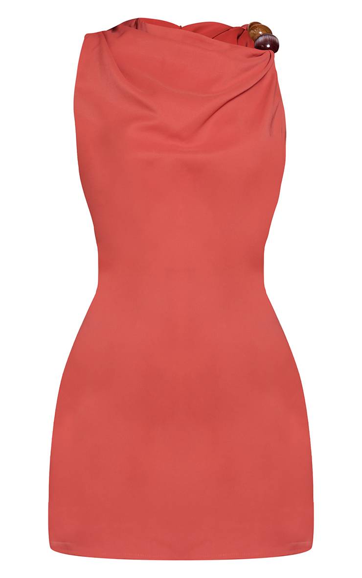 Orange Brûlé Robe Moulante Tissée Avec Détail De Perles