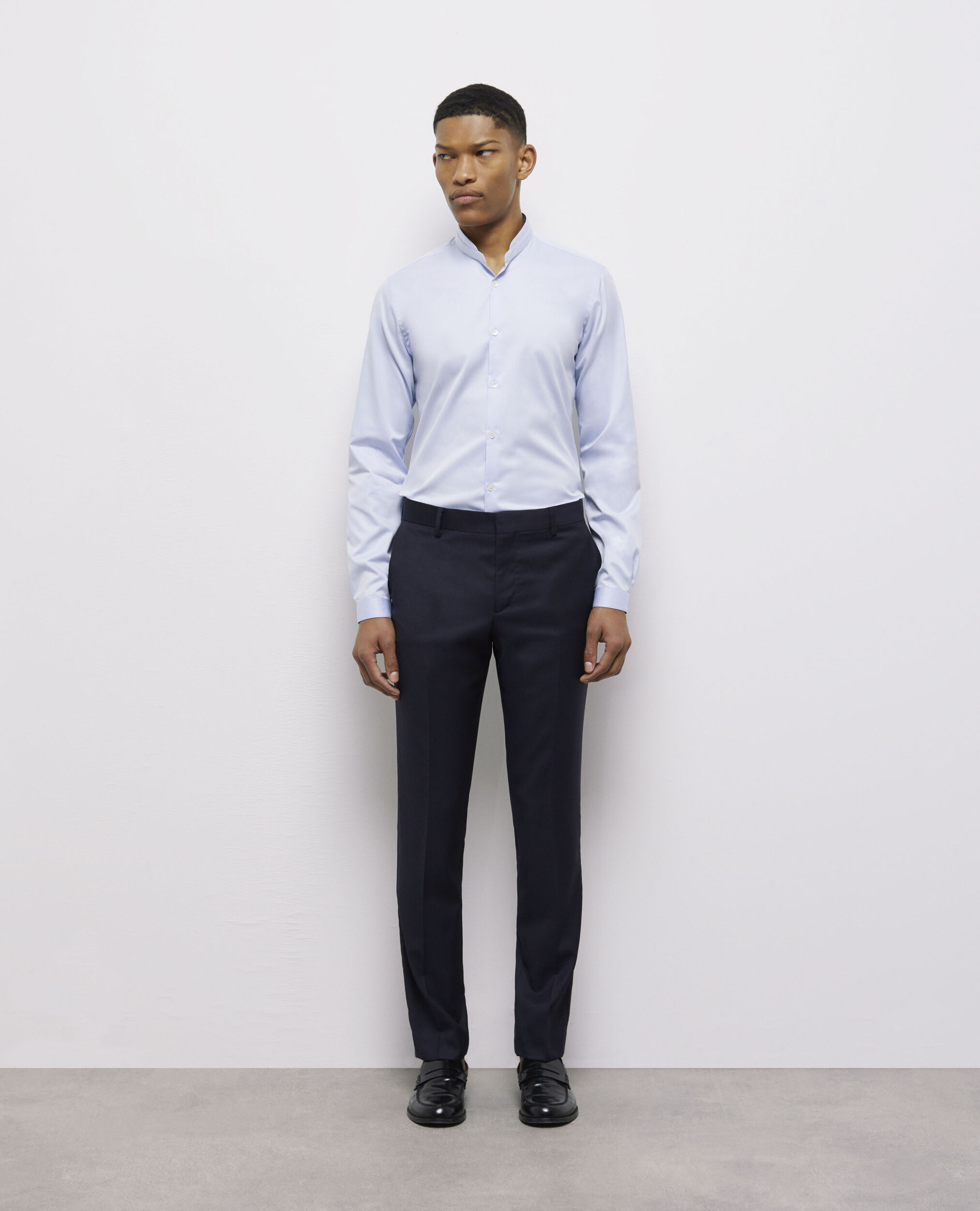 Pantalon de costume en laine bleu marine