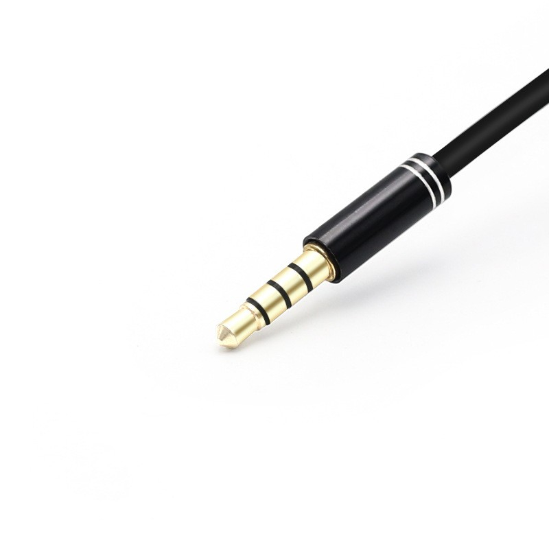 (30cm) Y-Splitter 2x 3.5mm Klinke Audio Mikrofon Adapter Stecker Stereo AUX Headset Nylon Verlängerungskabel - Schwarz