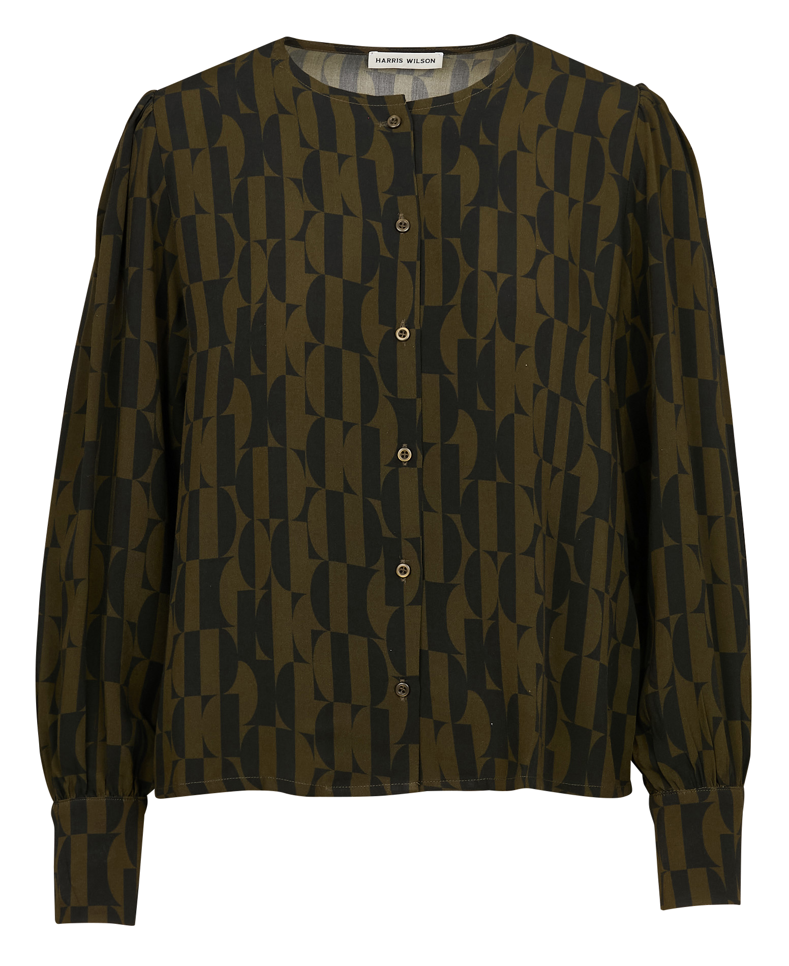 FIDJI - Blouse col rond imprimée | Kaki