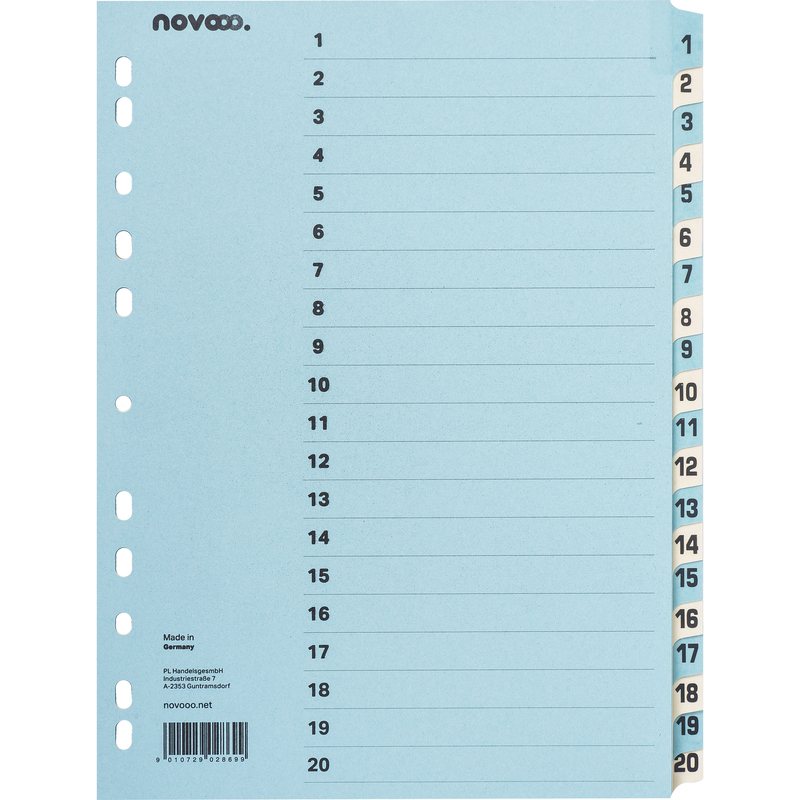 novooo Register, blau/beige, A4, 1-20