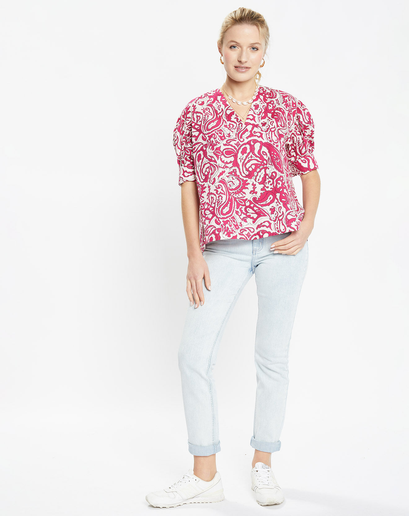 Jodhpur Top 100% Coton bio Pipa imprimé rose
