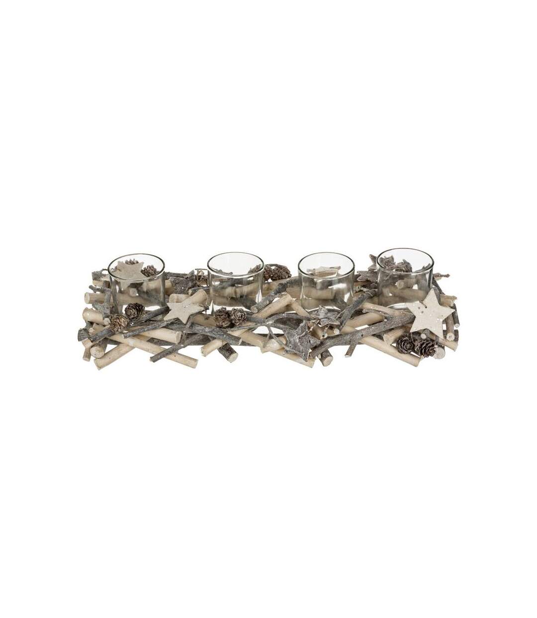 Centre de Table 4 Photophores Hors Piste 38cm Gris
