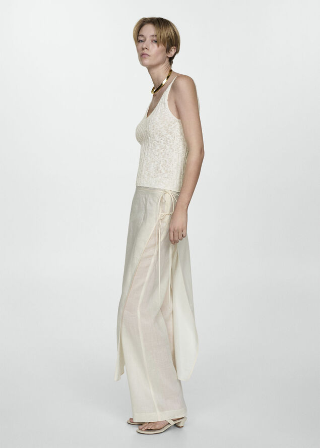 MANGO Knit strap top Natural white