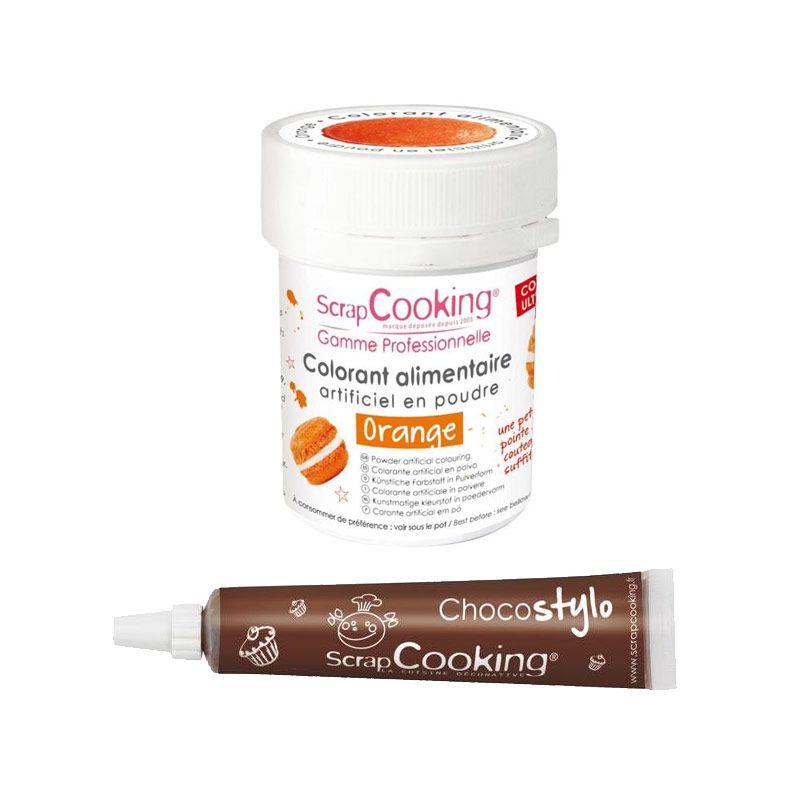 Colorant alimentaire Orange + Stylo chocolat Scrapcooking