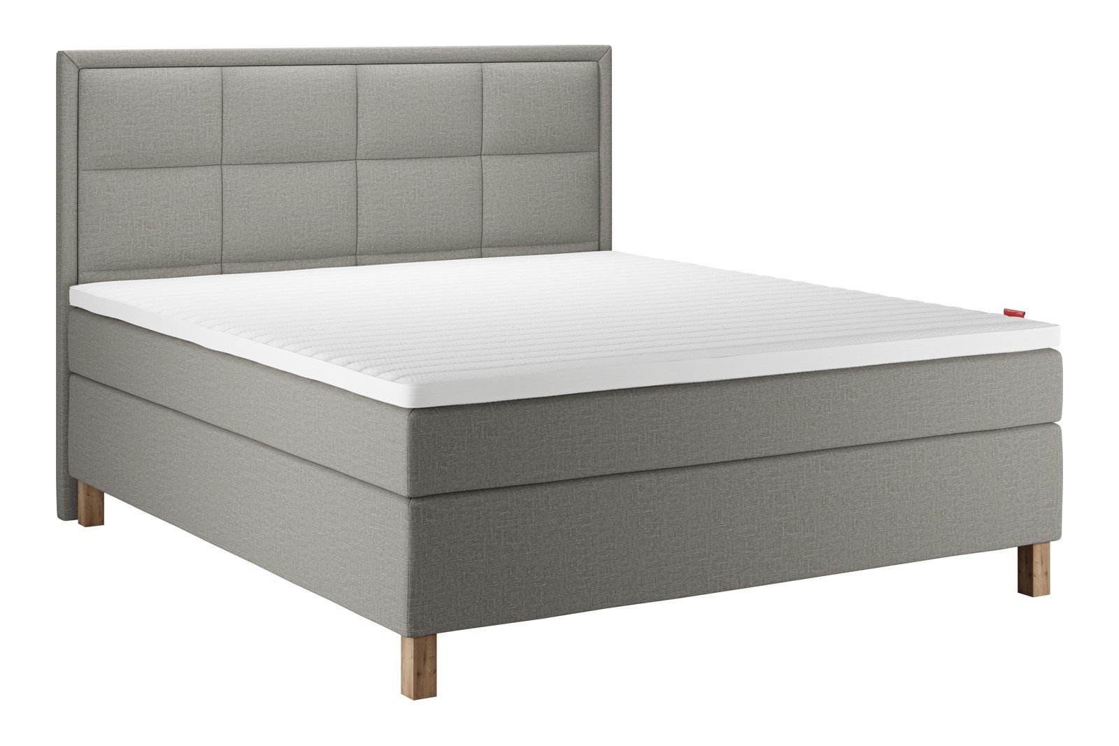 Sensitive 400 Kontinentalseng 210x210 cm Tekstil Taupe 70 Medium/Fast m/Premium latex overmadrass og round hvitvasket ben 13cm, gavl selges separat