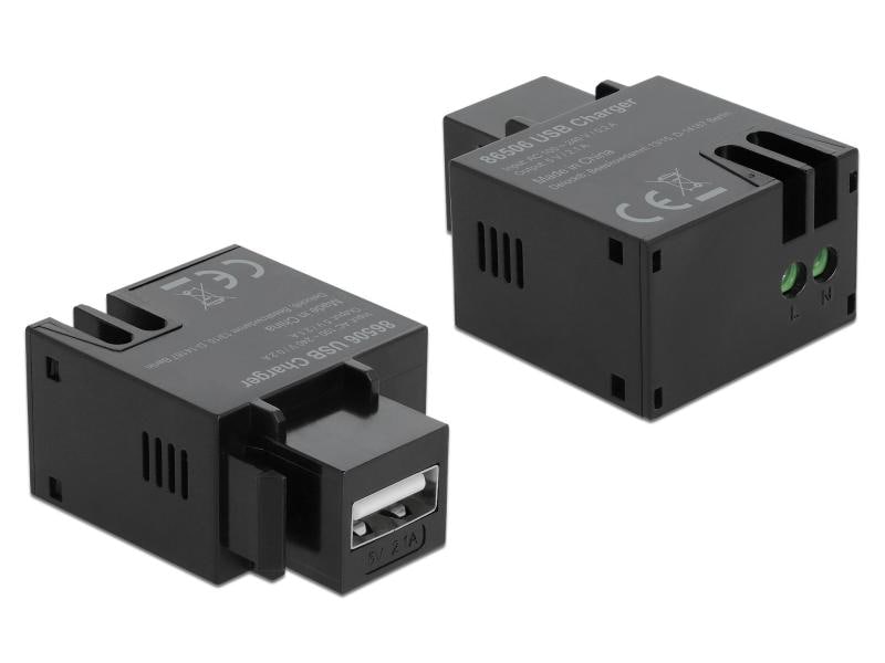 Delock Keystone-Modul USB Typ-A  Ladebuchse Schwarz, 5V /2. Delock Keystone Modul mit USB Typ-A Ladebuchse 2.1 A schwarz