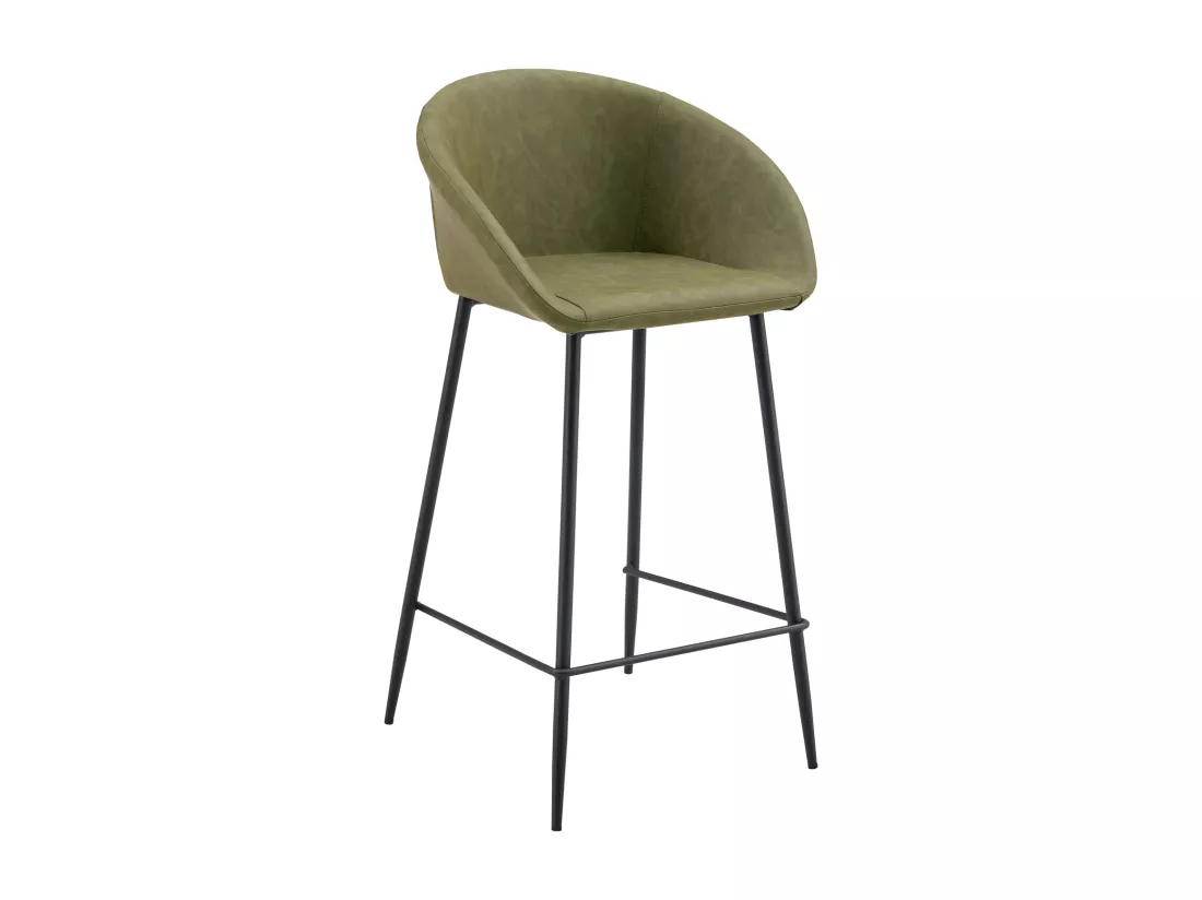 Lot de 2 tabourets de bar en simili vert ACHILLE - HAPPY GARDEN