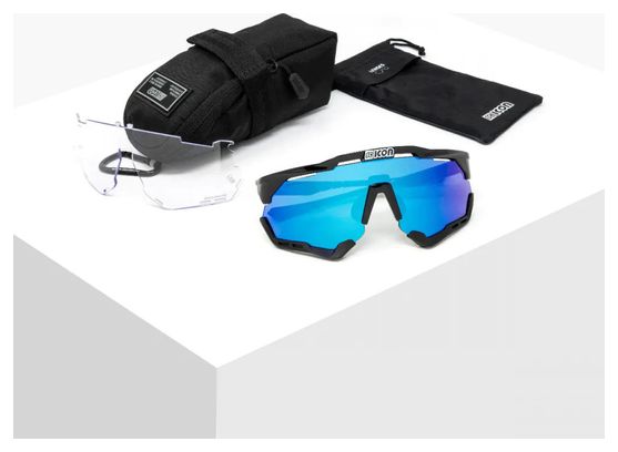 Lunettes SCICON Aeroshade XL Noir / Multimirror Blue