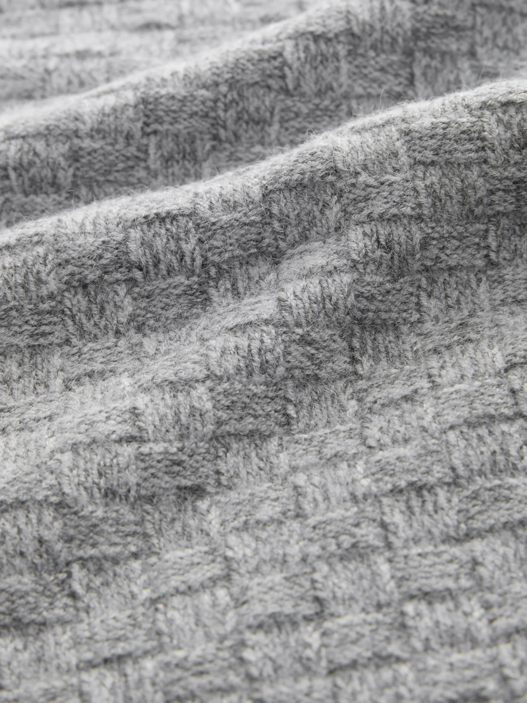 Grijs - Regular Fit Textured Crew Neck Knitted Jumper