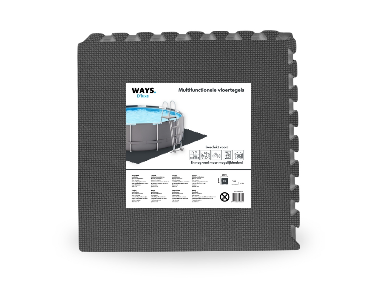 Ways d’luxe 50 x 50 cm Black vloertegels - Set van 8
