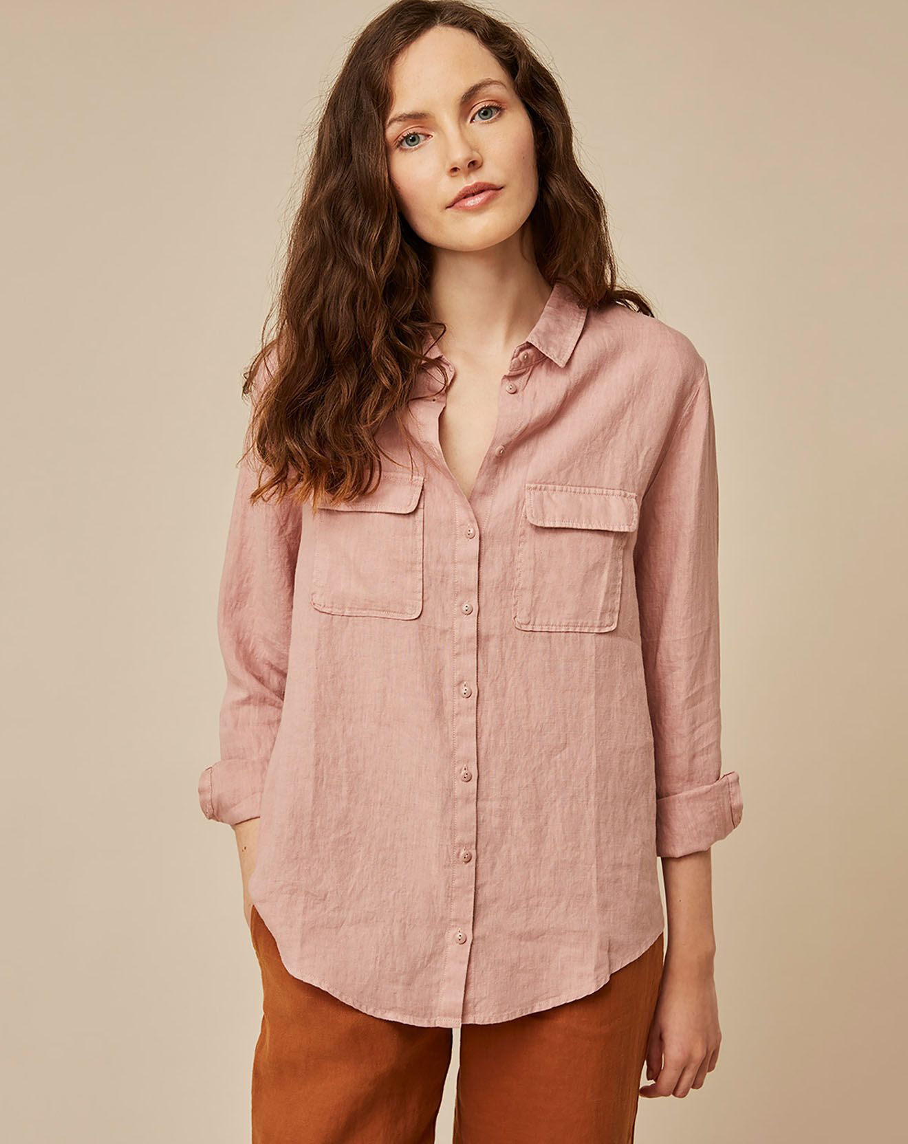 Harris Wilson Chemise 100% Lin Carole poudre