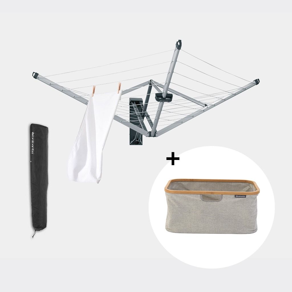 WallFix, 24 metres, with Protection Cover   Foldable Laundry Basket, 35 litre