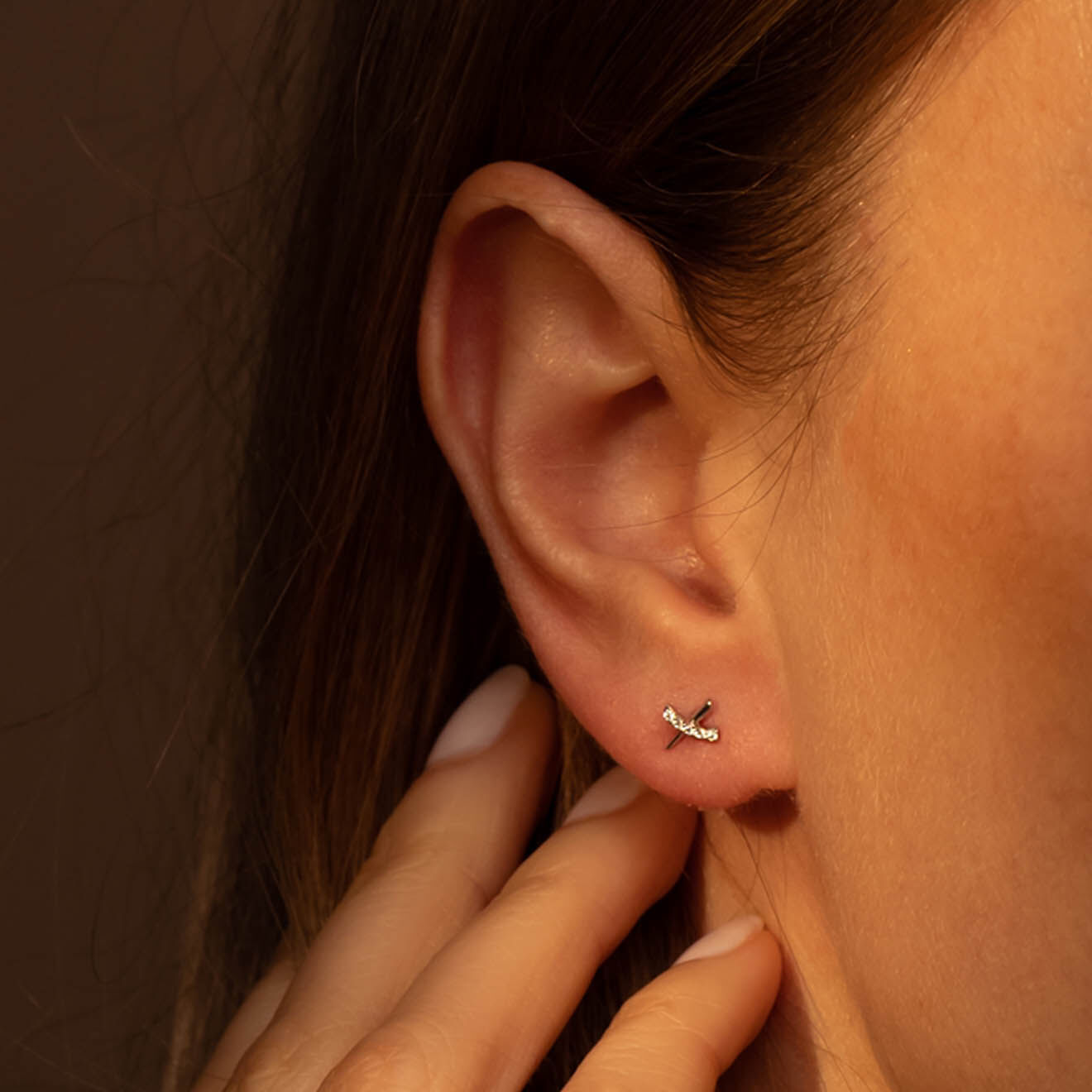 Instant d'Or Boucles d'oreilles Croisillons or blanc